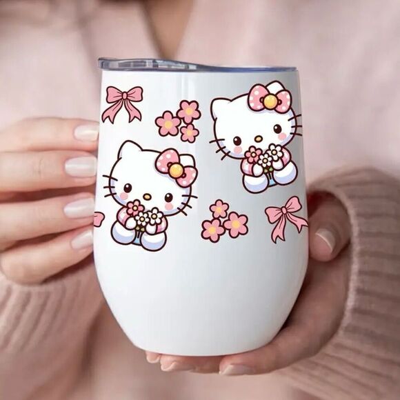 Hello Kitty 12oz Insulated Stainless Steel Mug with Lid Spill Proof BPA Free New - Picture 1 of 10